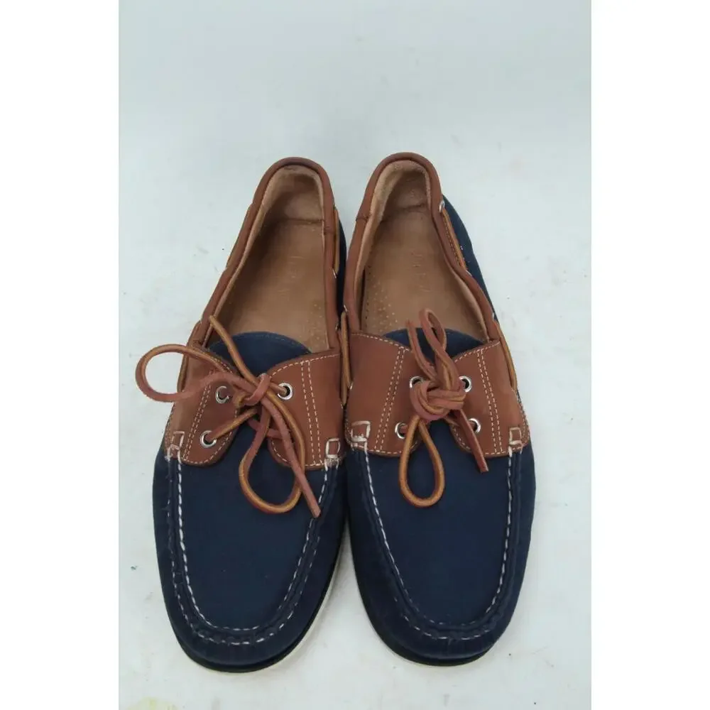 j. crew canvas boat shoes navy slip on mens moc sz 11.5